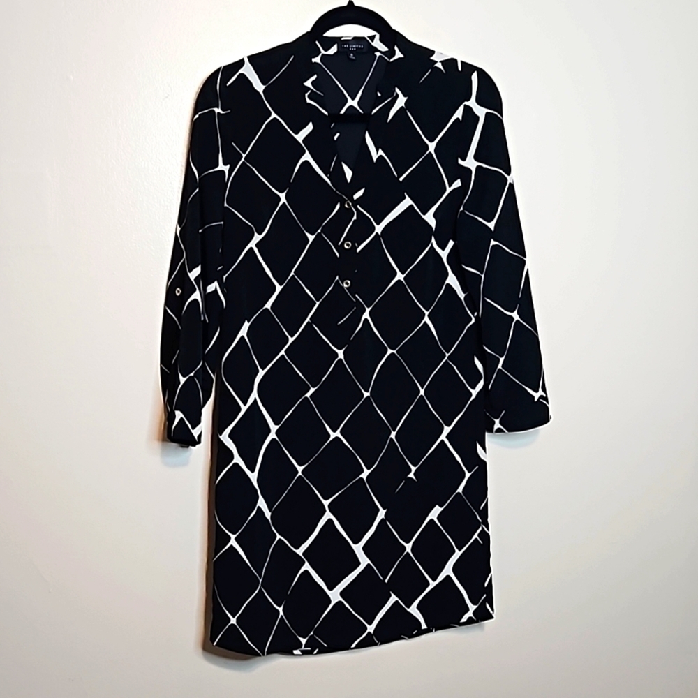 The Limited Black White Sheath Dress V Neck X Small